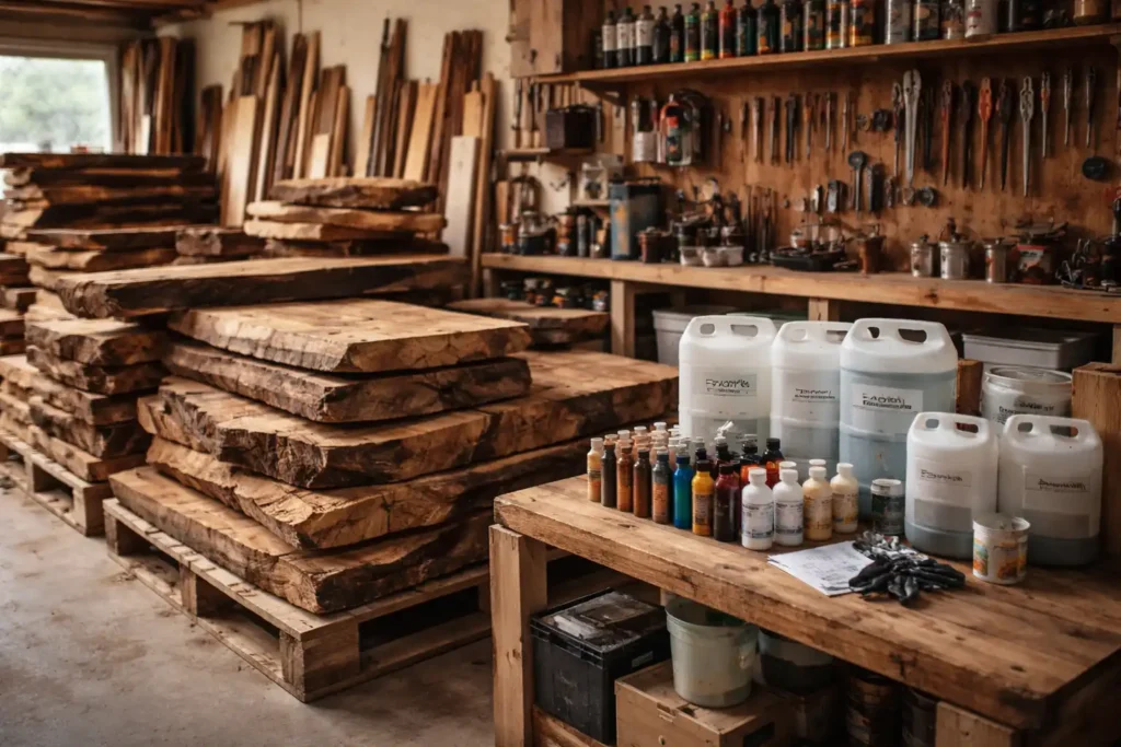 Massives Holz und Epoxidharz im Atelier von NordicHarz – Materialien für handgefertigte Wanduhren