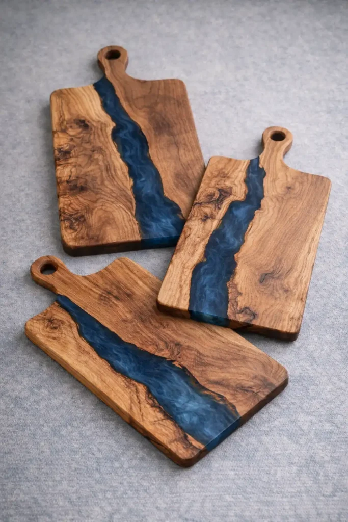 Schneidebrett aus massivem Holz mit Epoxidharz – handgefertigt