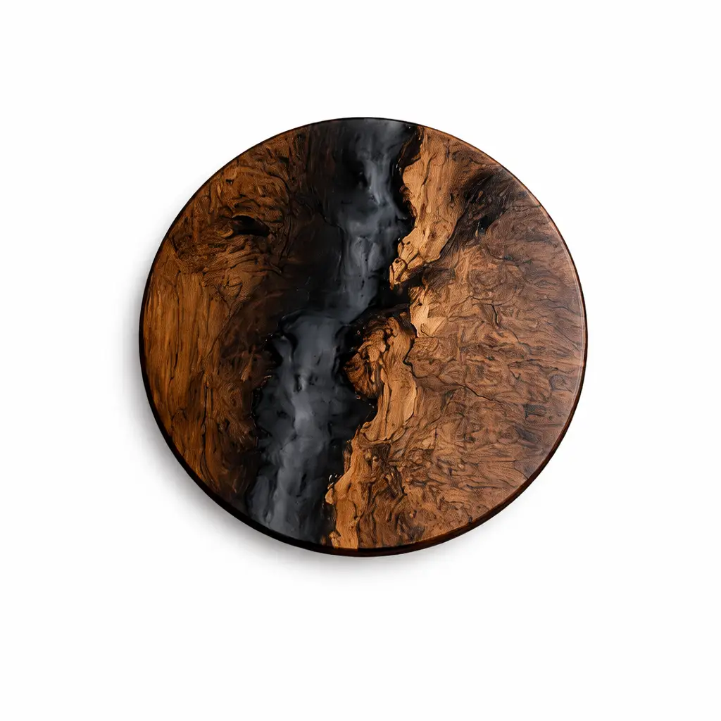 Handgefertigte Wanduhr aus massivem Holz mit schwarzem Epoxidharz – NordicHarz